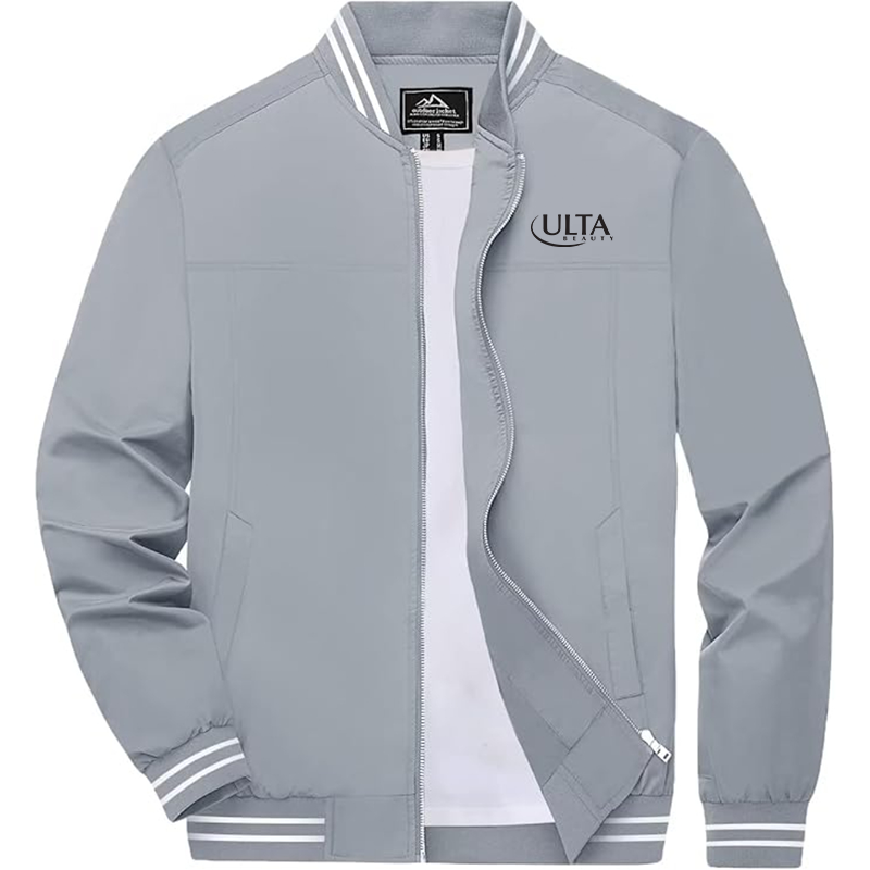 Men's Ulta Beauty  Zip-Up Bomber Jacket Ribbed Collar and Cuffs Outerwear